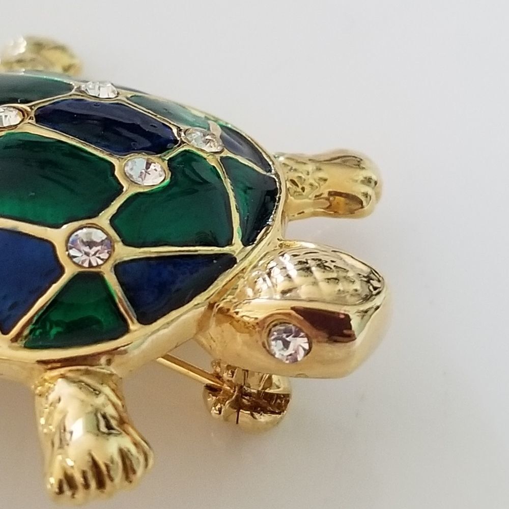 Vintage enameled turtle brooch - Picture 8 of 9